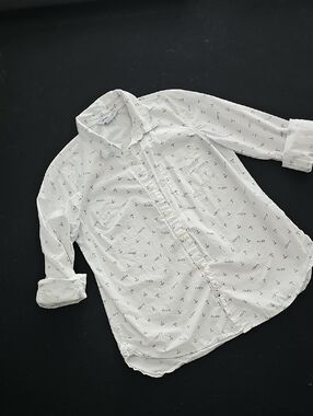 Old Navy White Button-Down Shirt with Navy Anchor Ahoy Print